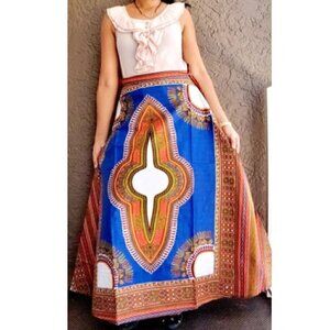 Ethnic African Print Wrap Maxi Skirt Free size